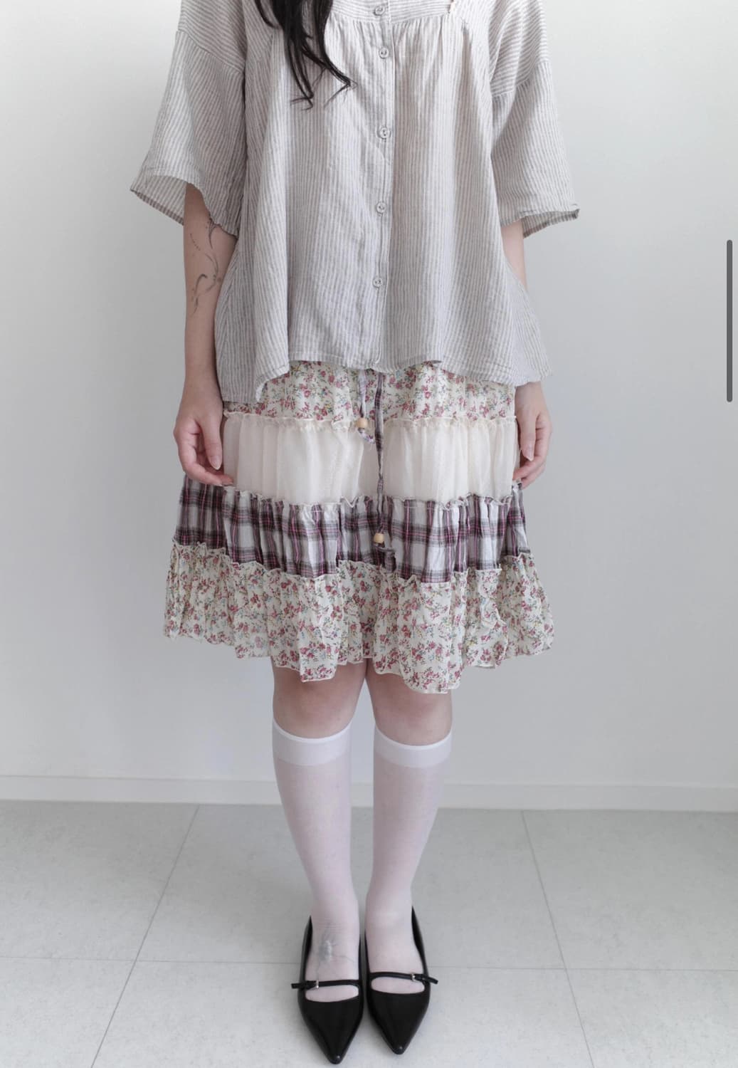 check flower skirt 상품이미지1