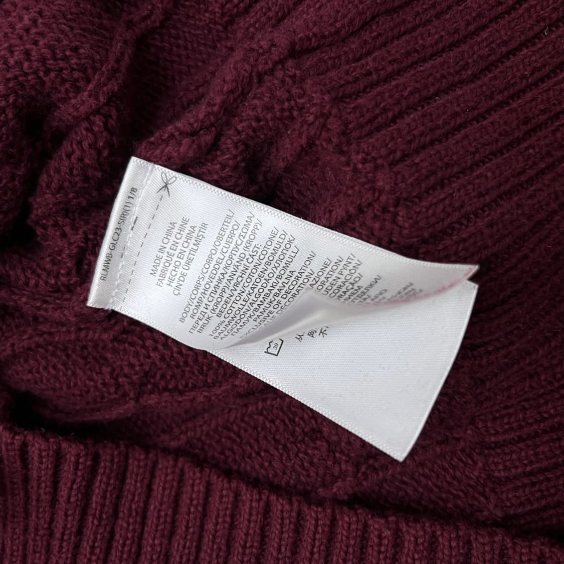 폴로 랄프로렌 네이비포니 버건디 꽈배기 니트 L 상품이미지5