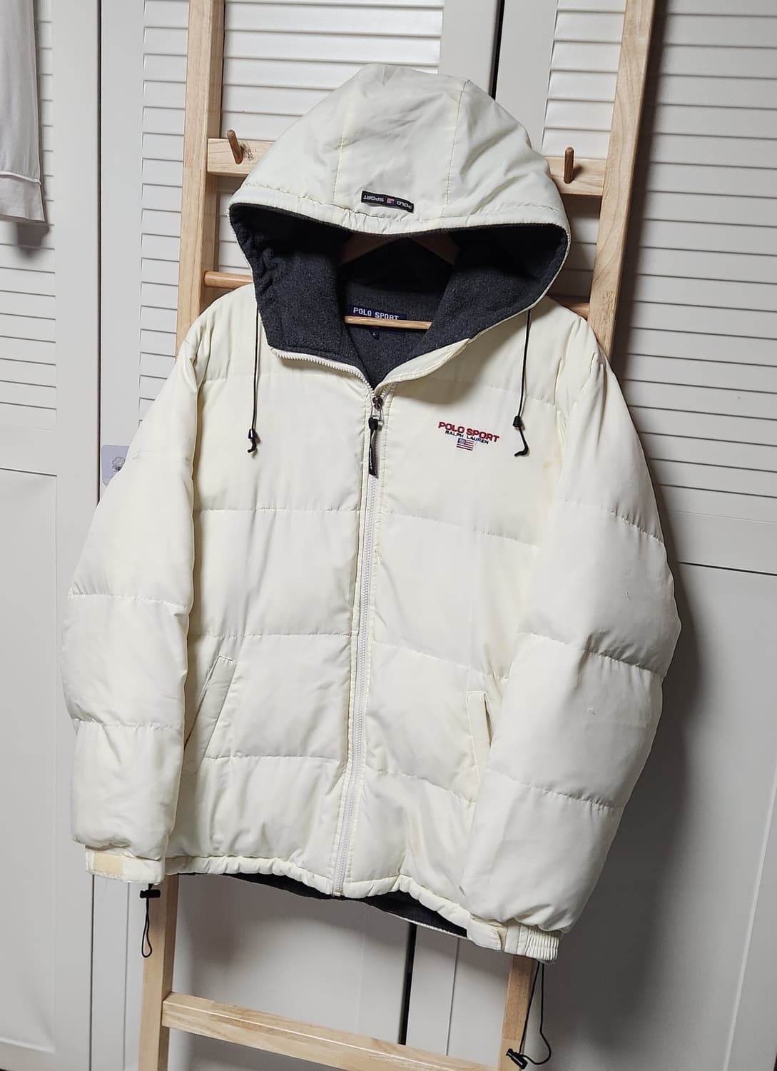 폴로 스포츠 다운 푸퍼 아이보리 후드 패딩 상품이미지2