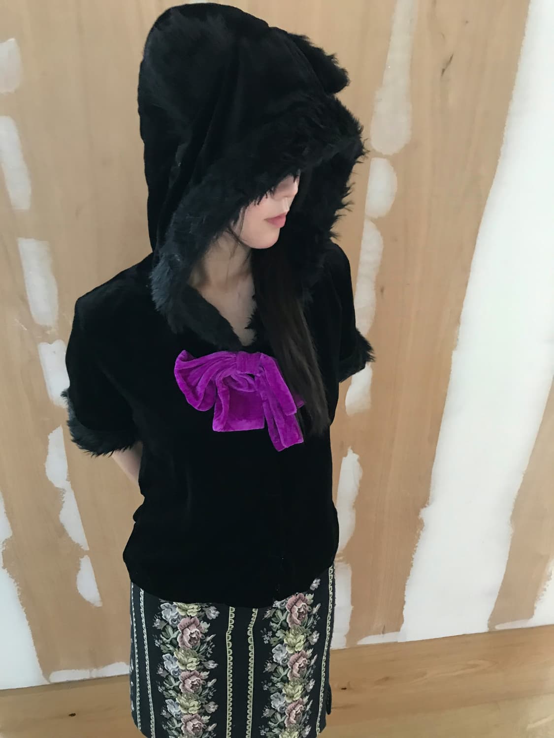 vintage velvet hood top 상품이미지4