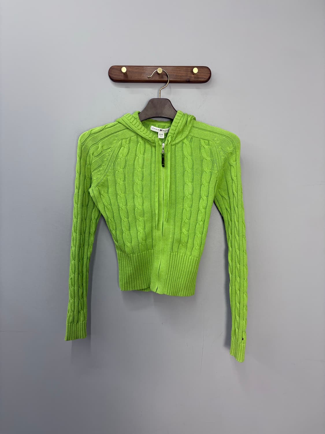 타미힐피거 여성 라임 니트 후드집업 A2881 상품이미지2