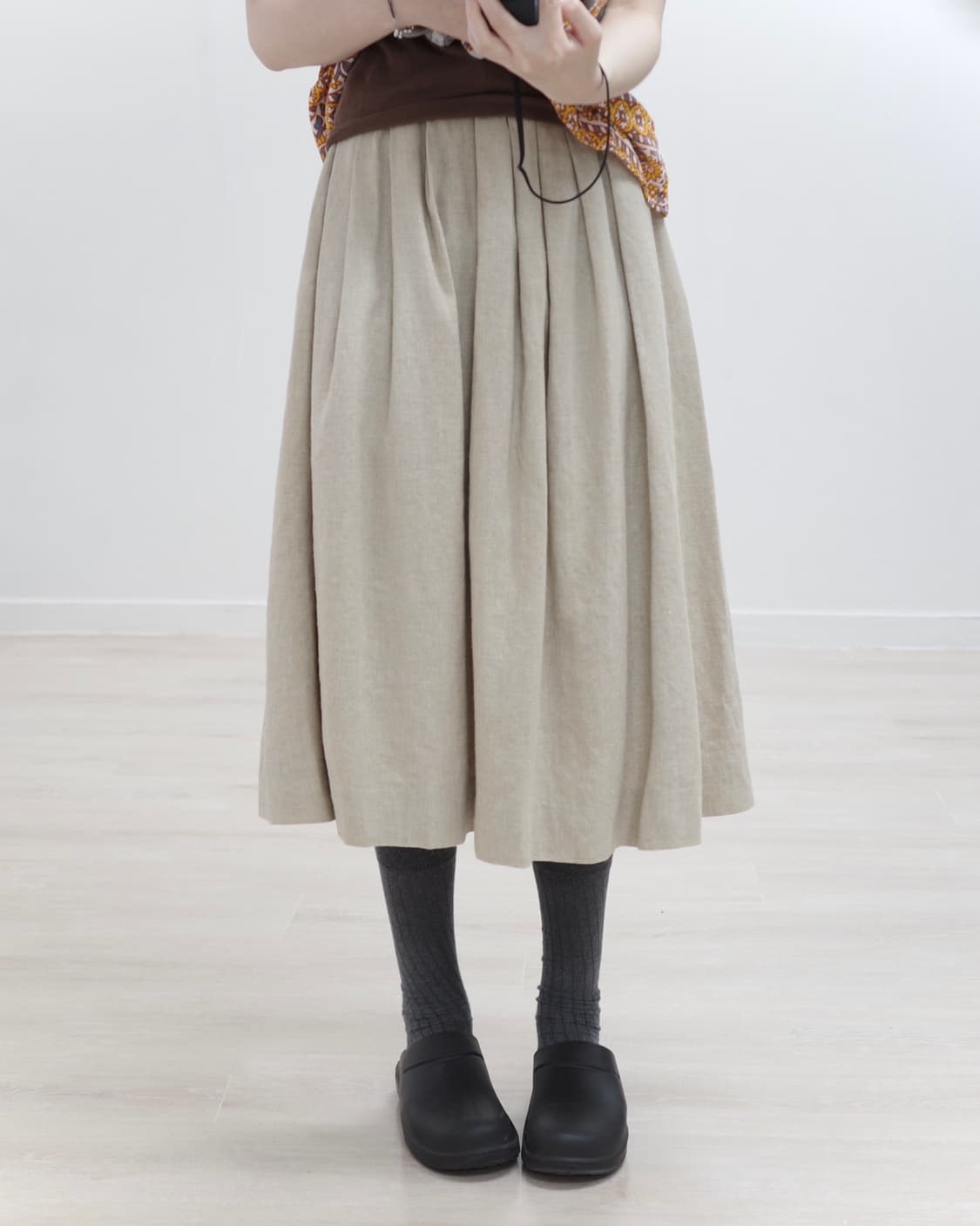 Linen middle skirt 상품이미지1