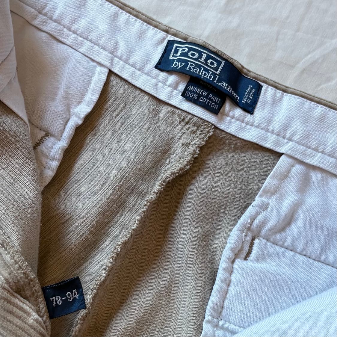 (30.5) 90s 폴로 랄프로렌 베이지 코듀로이 앤드류 팬츠 상품이미지5