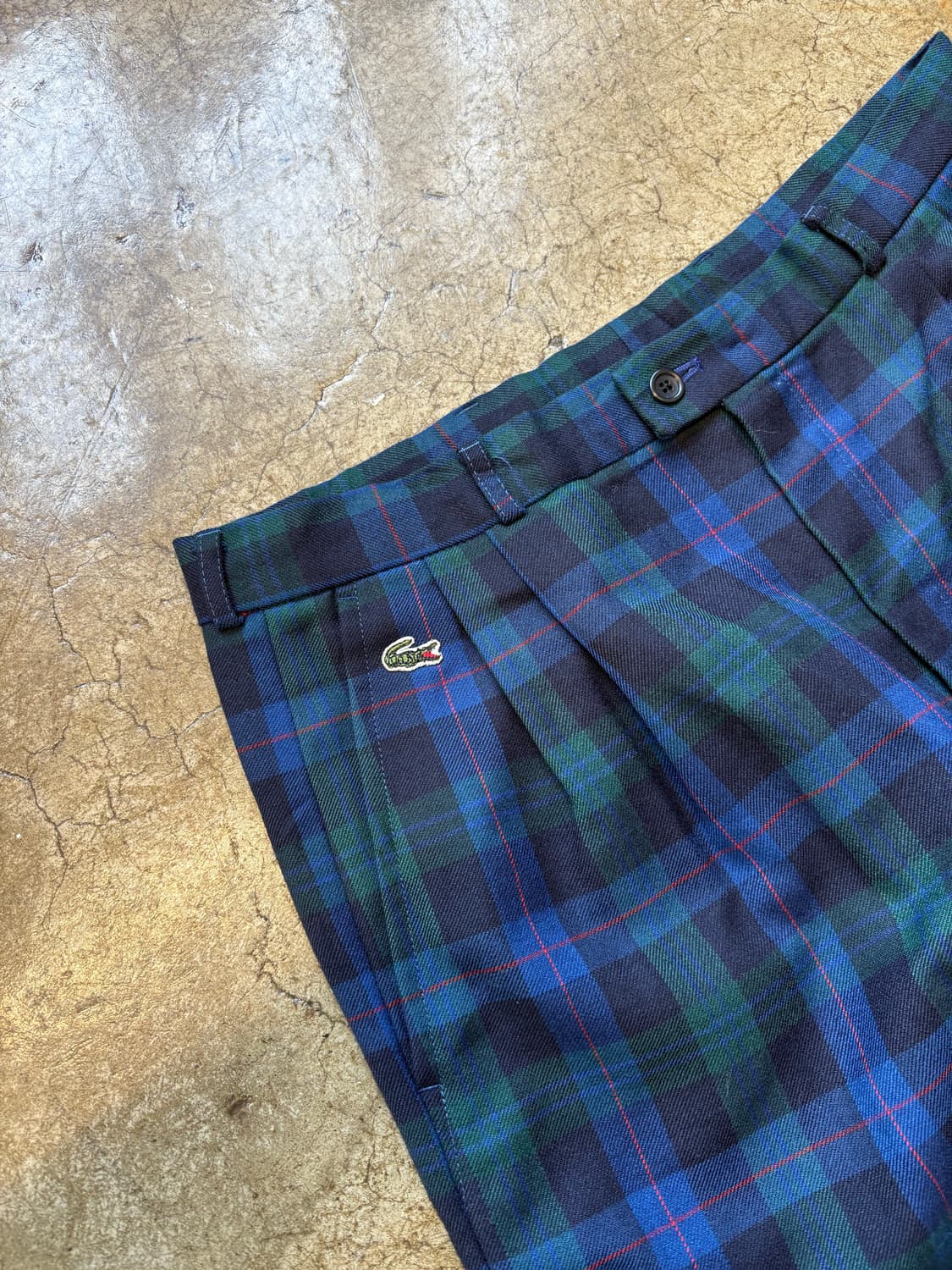 80s 슈미즈 라코스테 투턱 울 체크 슬랙스 상품이미지2