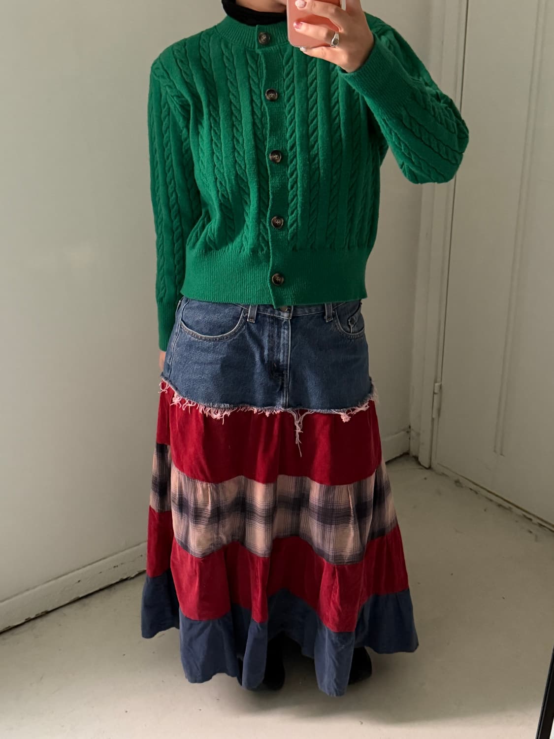 일본빈티지 그린 꽈배기 니트가디건 상품이미지2