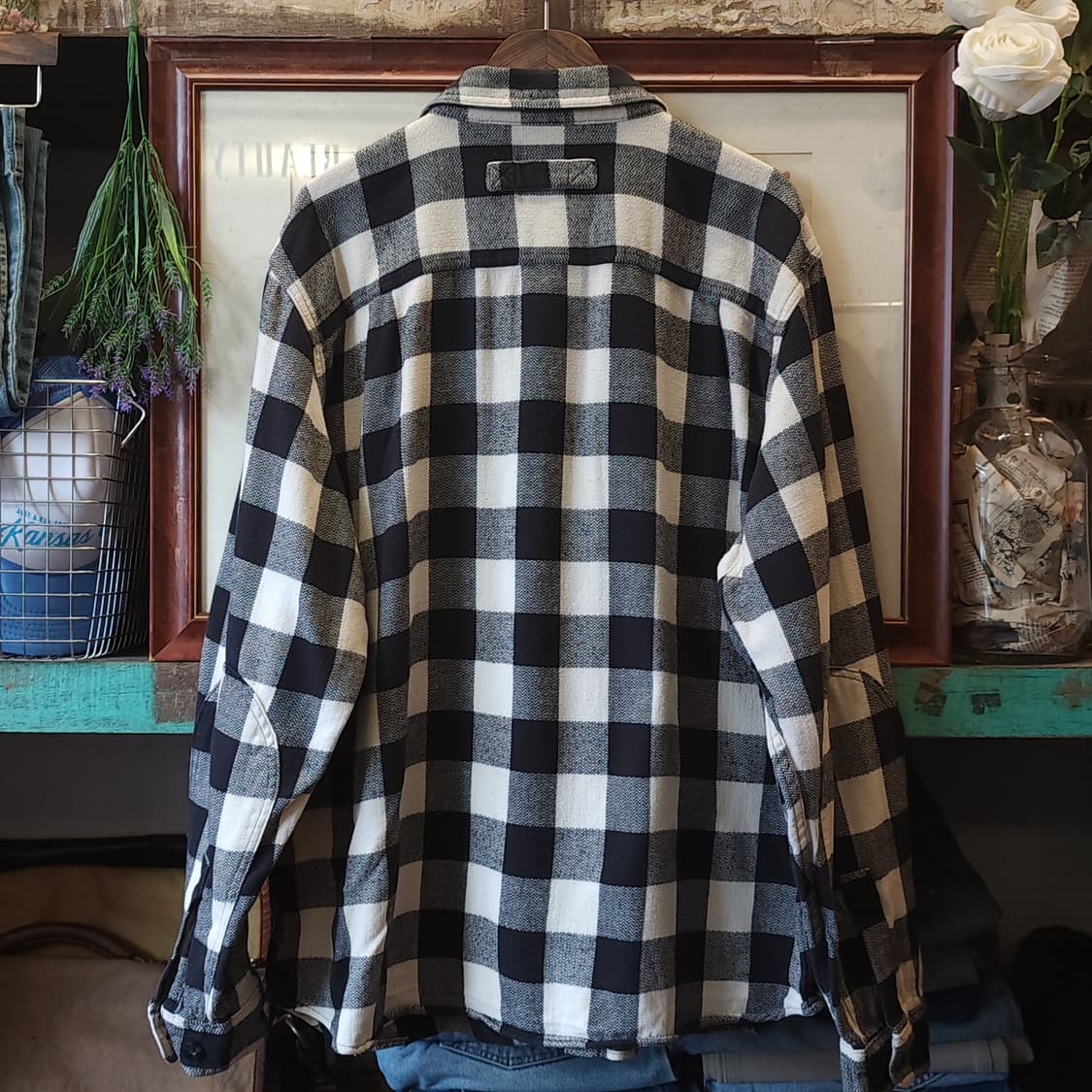 울리치 플란넬 워크셔츠 투포켓 셔츠 블랙앤화이트 xl 상품이미지2