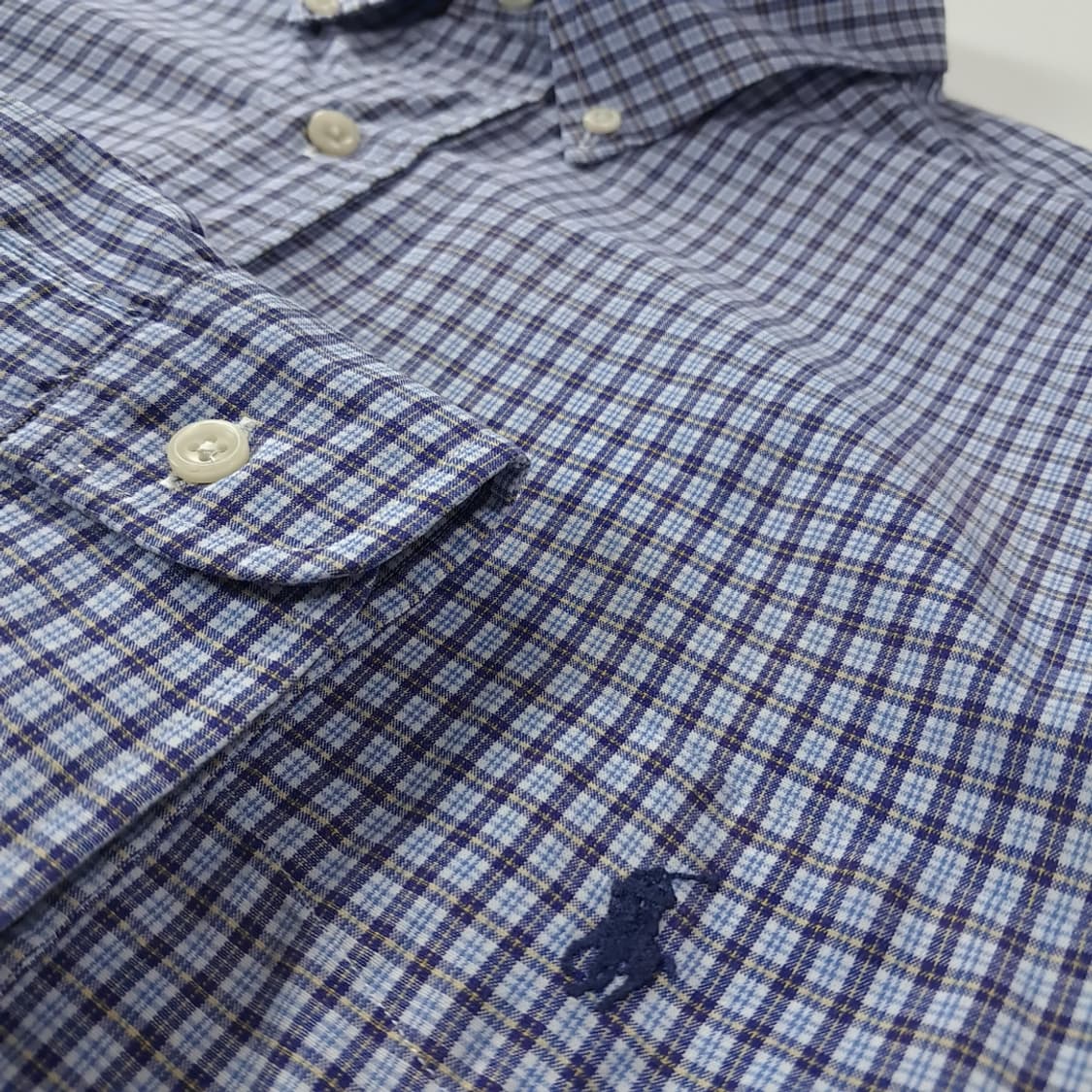 CK263 XL 폴로 90s 미국판 블레어 스몰 타탄체크 블루 셔츠 남 상품이미지4