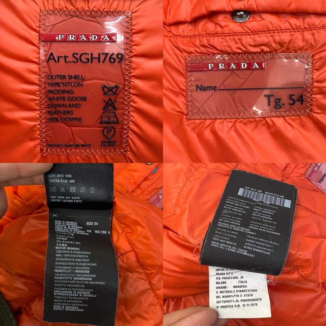 프라다 삼각로고 나일론 후드 패딩 상품이미지5