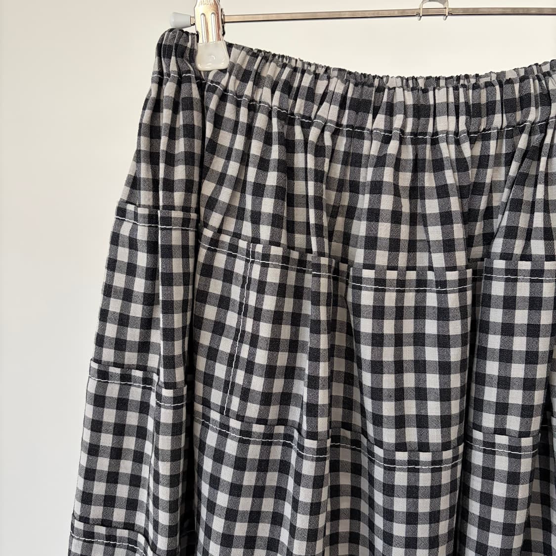 Gingham Check Patchwork Skirt 상품이미지4