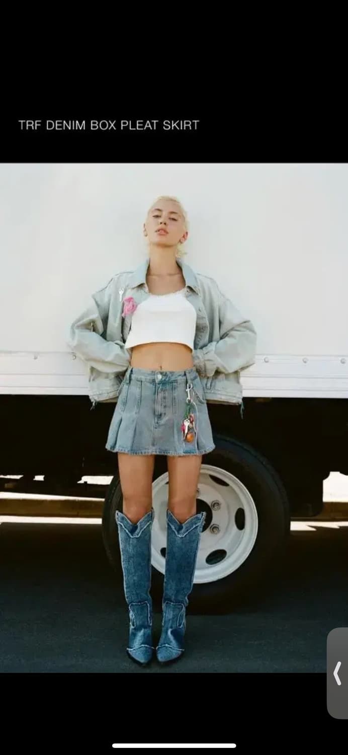 자라 플리츠 데님 스커트 s 새상품 상품이미지5