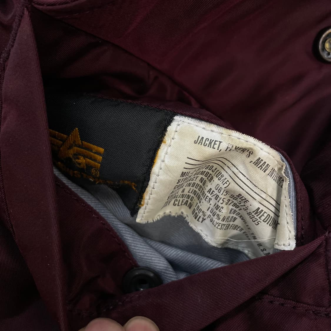 알파인더스트리 ma-1 플라이트 봄버 자켓 버건디 상품이미지4