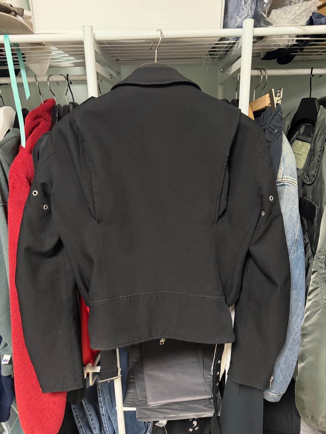 꼼데가르송 블랙 축융 폴리 라이더 자켓 M 상품이미지2