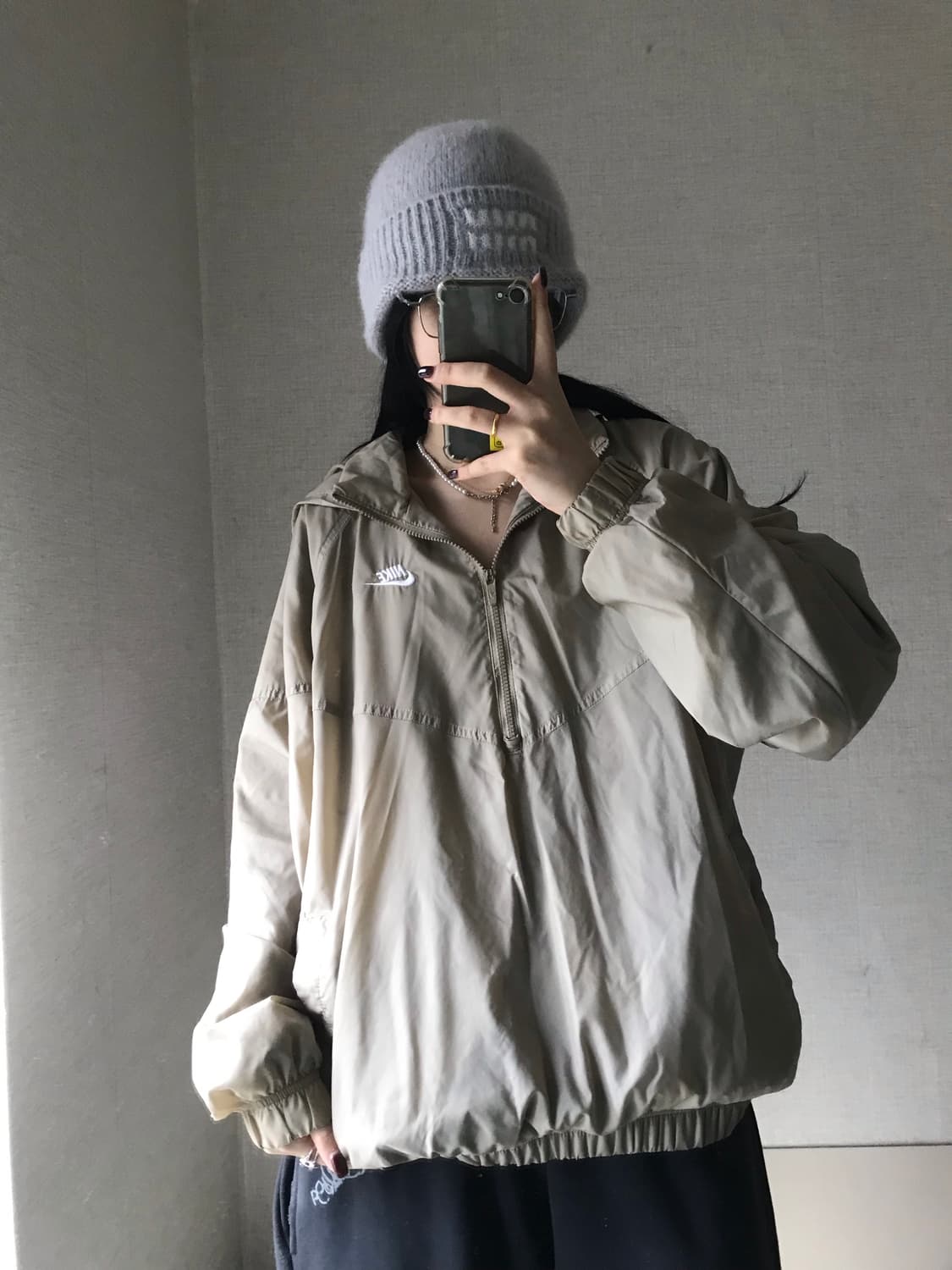 나이키 베이지 바람막이 반집업 상품이미지4