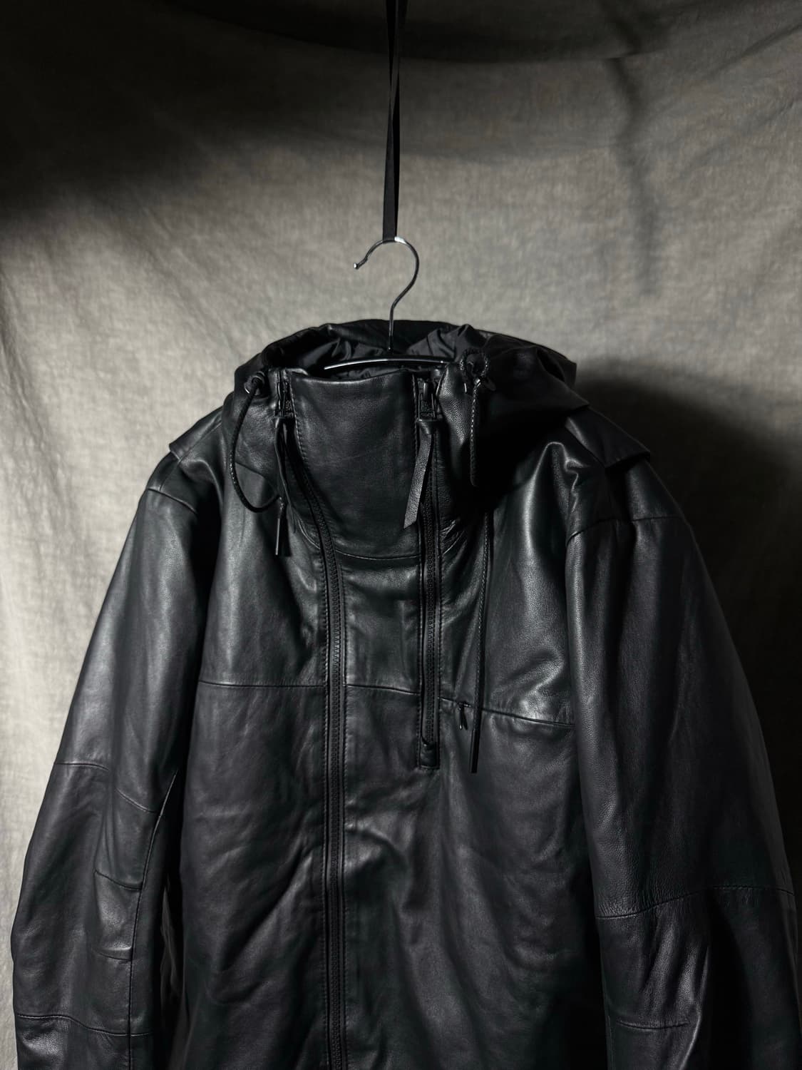 C DIEM Black Lamb Leather Hooded Jacket 상품이미지3