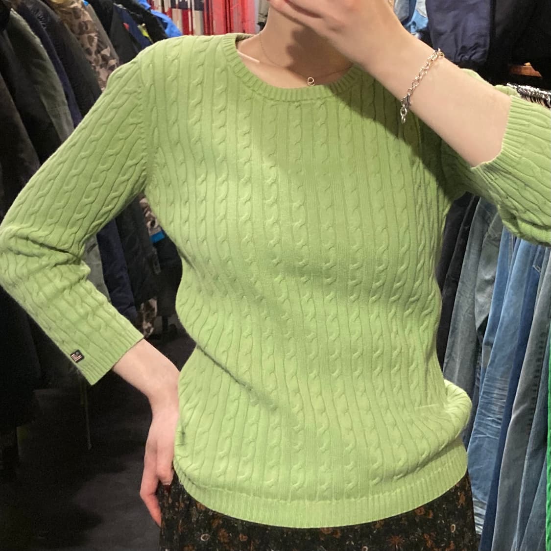 [IM] 폴로 랄프로렌 라운드넥 7부 케이블 니트 올리브 그린 상품이미지5