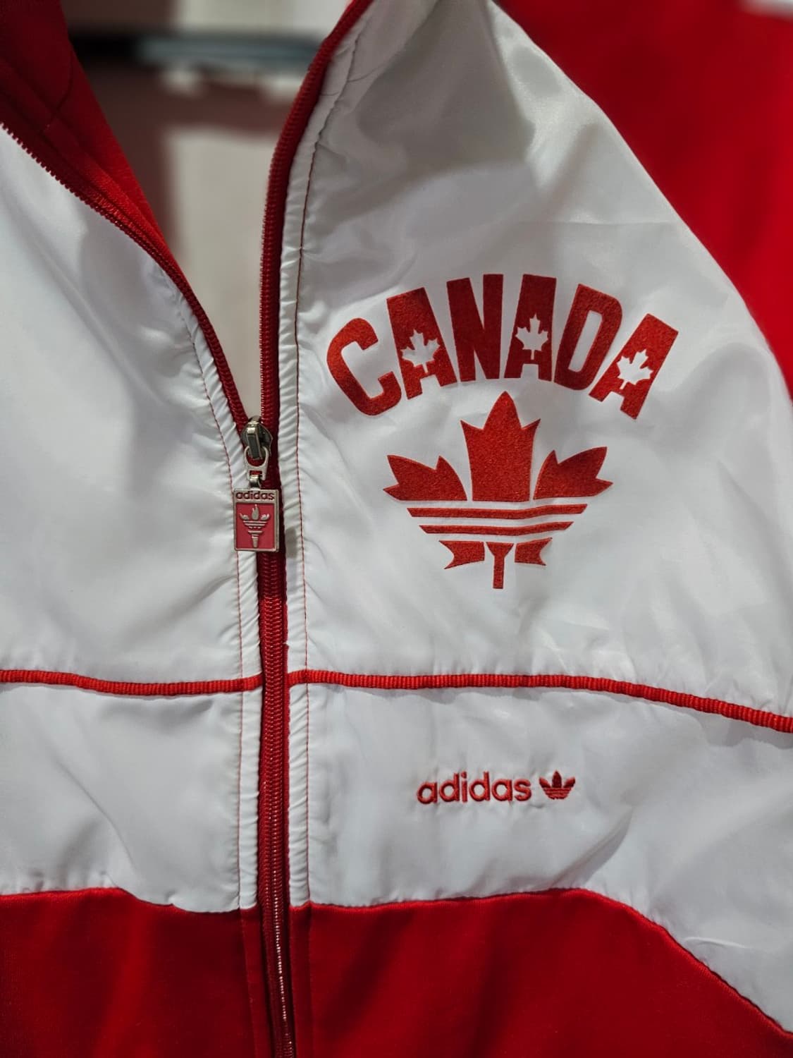 아디다스 캐나다 흰빨 트랙탑 저지 져지집업 95/M 상품이미지3