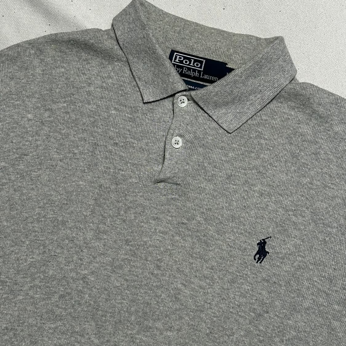 L 폴로랄프로렌 그레이 피마코튼 카라 니트 상품이미지1