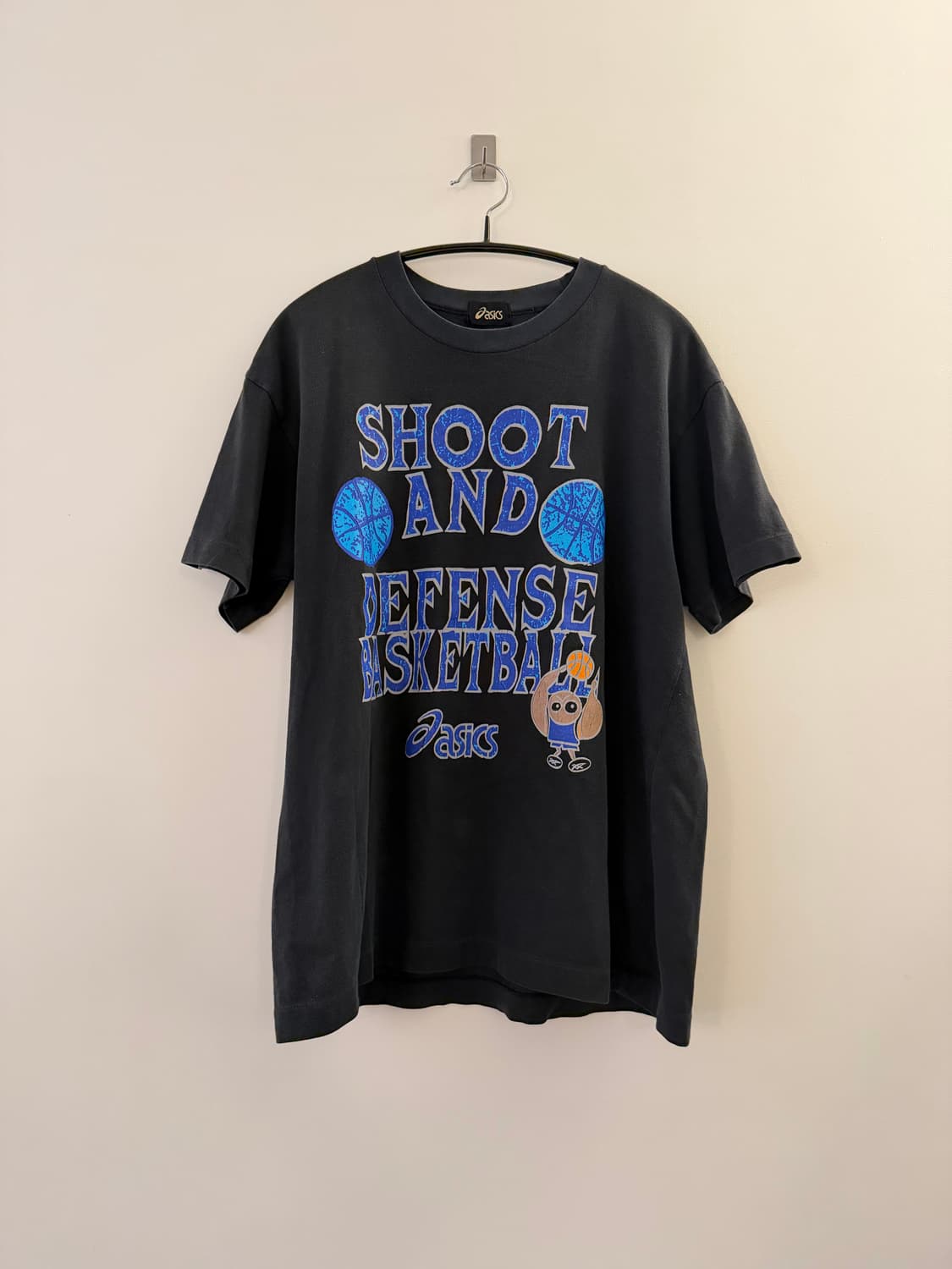 90s 아식스 재팬메이드 바스켓볼 그래픽 반팔티셔츠 M 상품이미지1