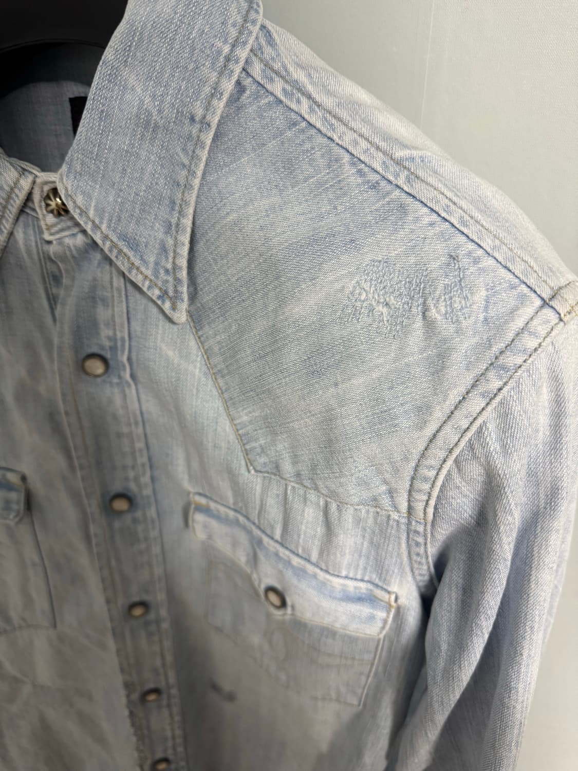더블알엘 / 디스트레스드 웨스턴 데님 셔츠 made in Usa / S 상품이미지6