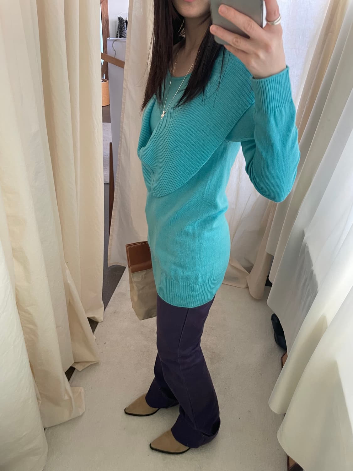 vintage aqua blue frilled wool knit 상품이미지10