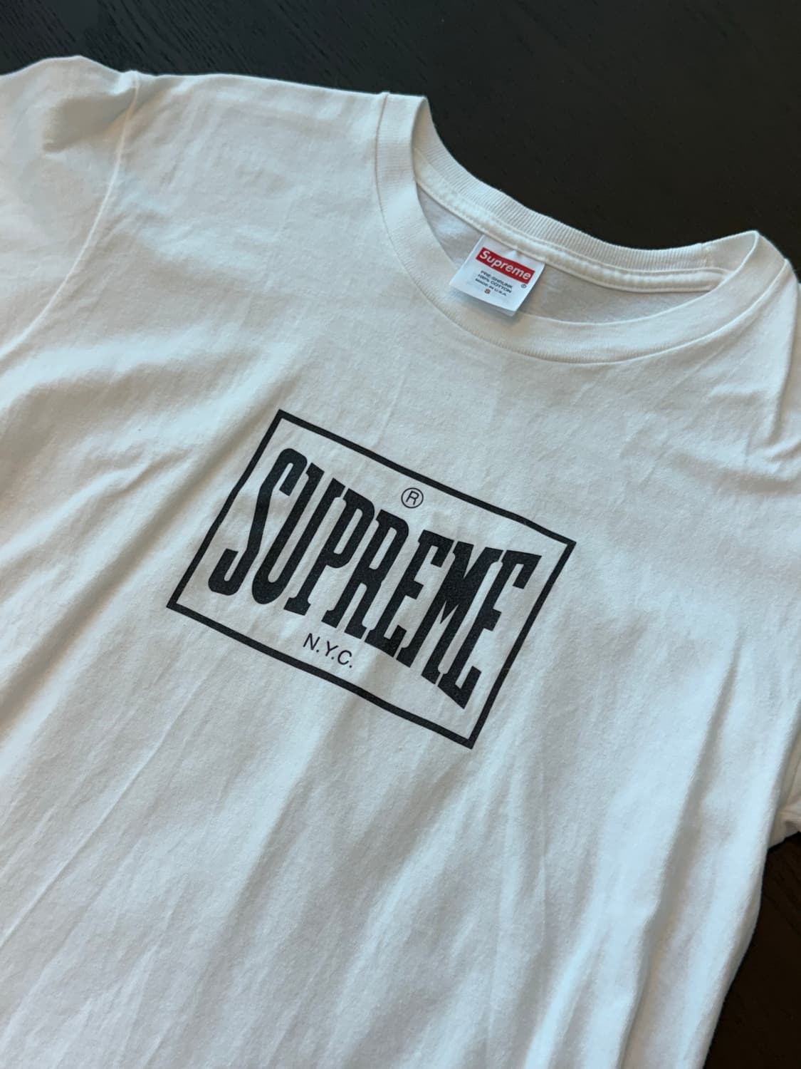 슈프림 로고 화이트 반팔 티셔츠 S 상품이미지1