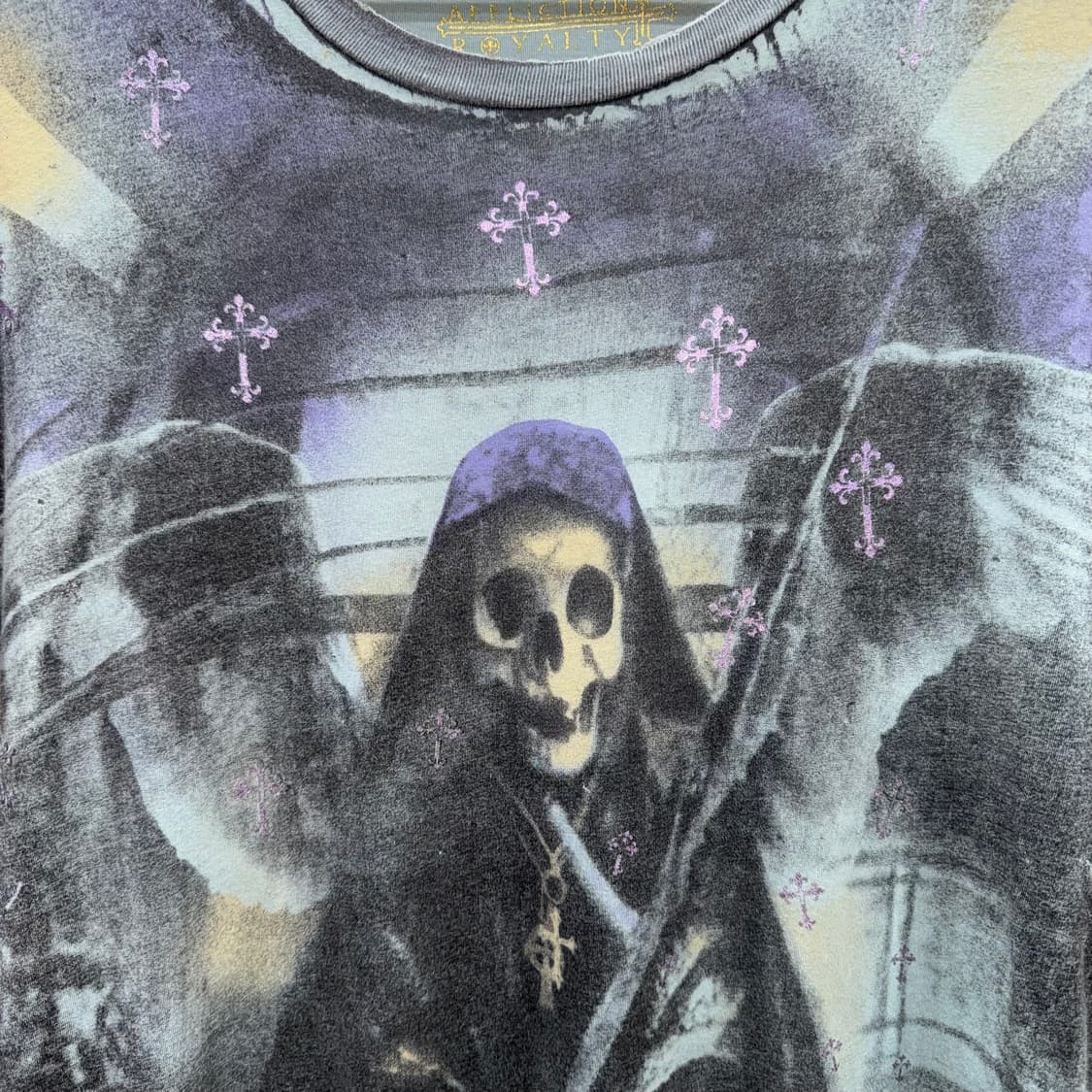 애플릭션 로열티 그라임 리퍼 스컬 티셔츠 made in USA (M) 상품이미지3