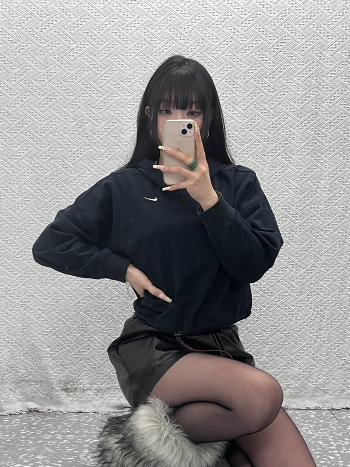 나이키 올드스쿨 스트릿 힙합 크롭 후드티 M C09729 상품이미지1