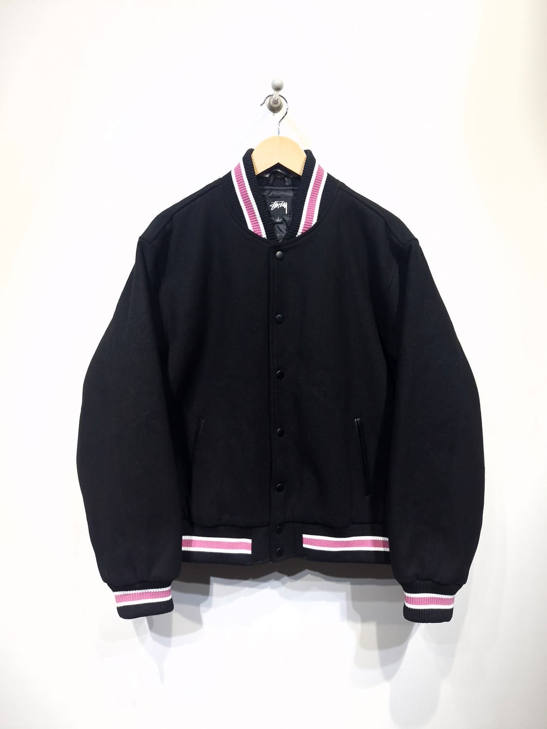 STUSSY 스투시 S 토크 멜튼 바시티 자켓 블랙 상품이미지2