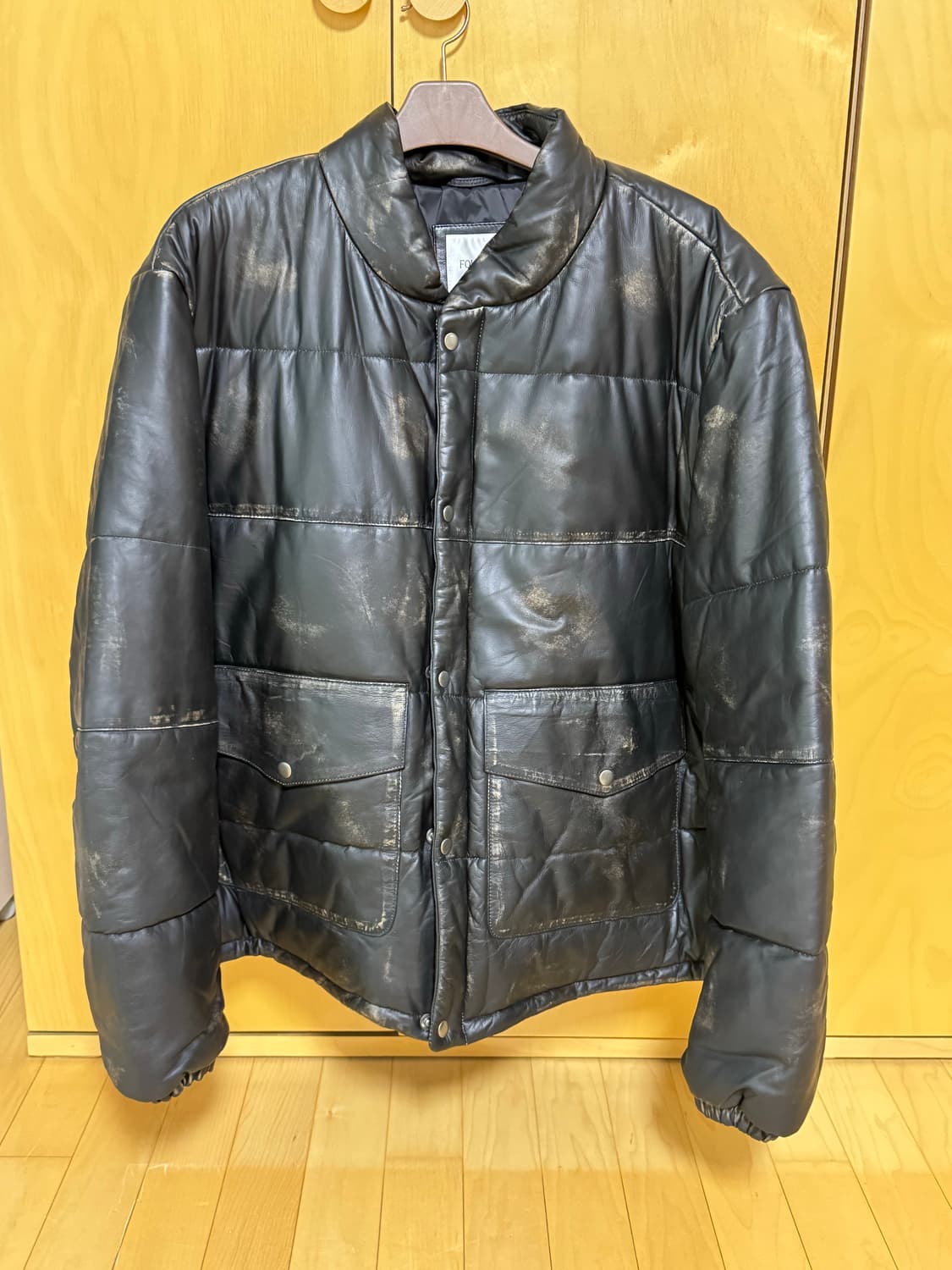 FOUND 디스트레스드 리얼 레더 가죽 패딩 상품이미지1