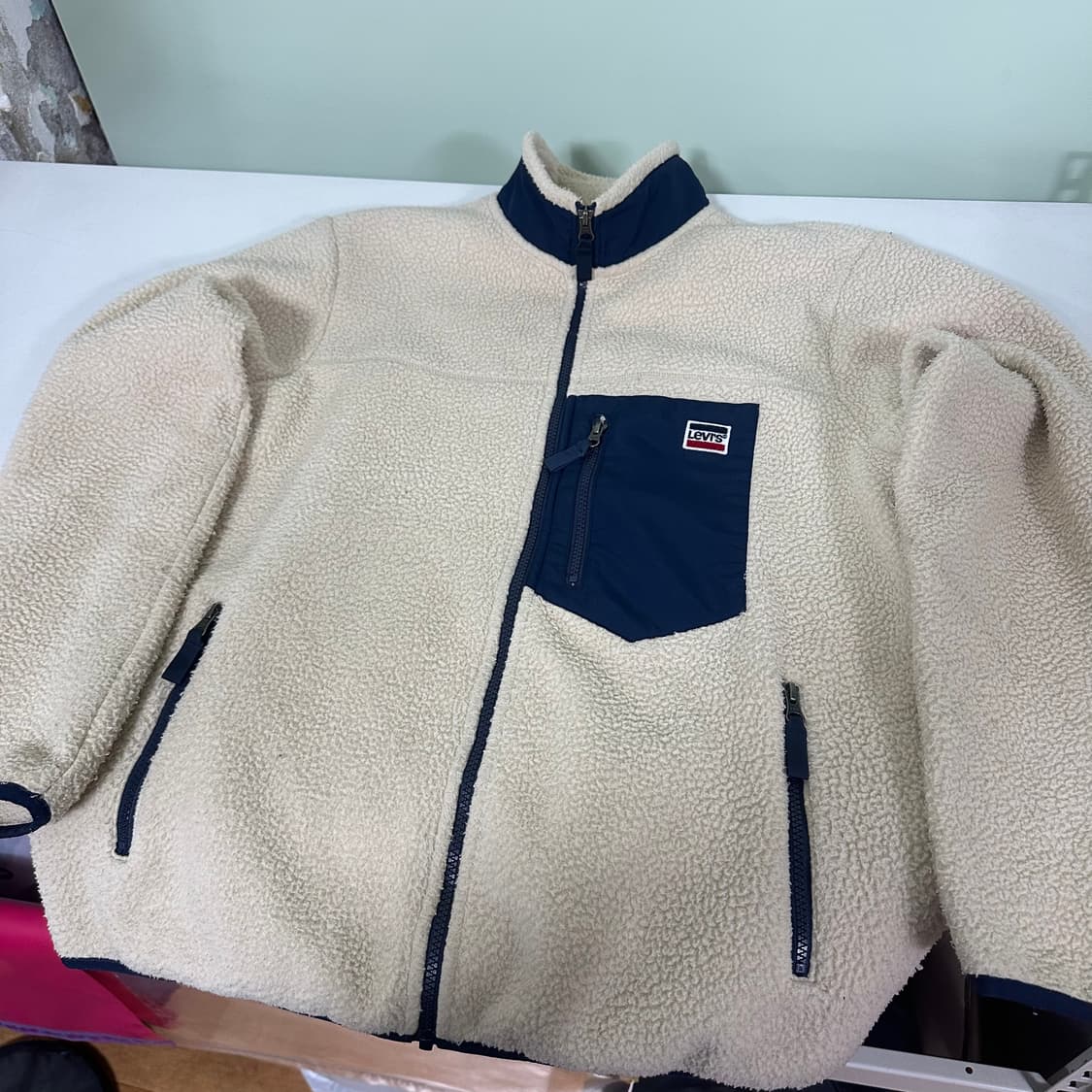 L 리바이스 아이보리 레트로 후리스자켓 상품이미지2