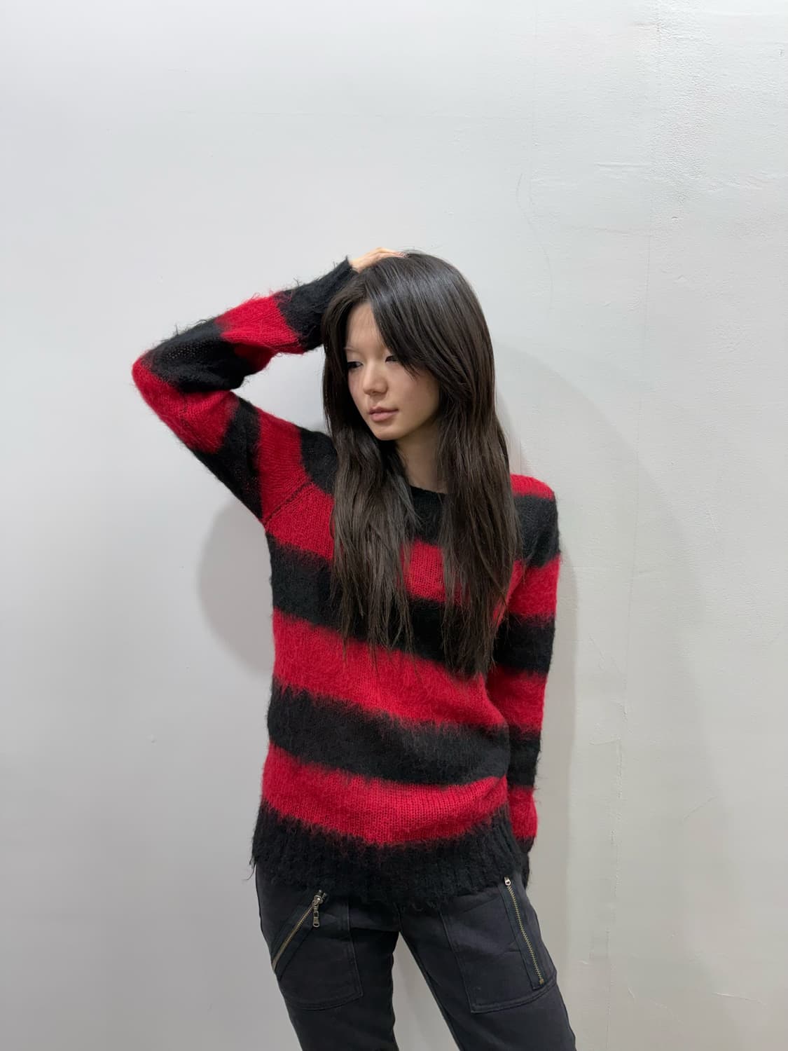 블랙피스나우 버터플라이 패치 스트라이프 니트 상품이미지4