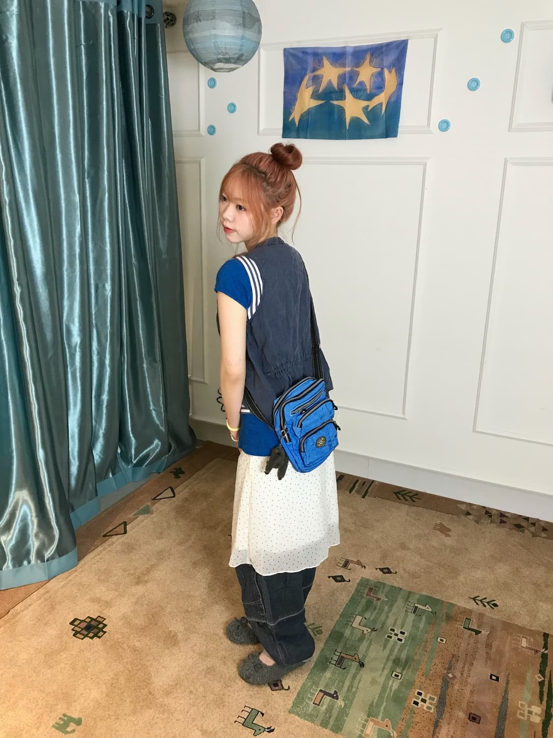 프렌치 캐주얼 룩🫐도트 스커트와 와이드 데님 조합으로 독특+귀여운•• 상품이미지2