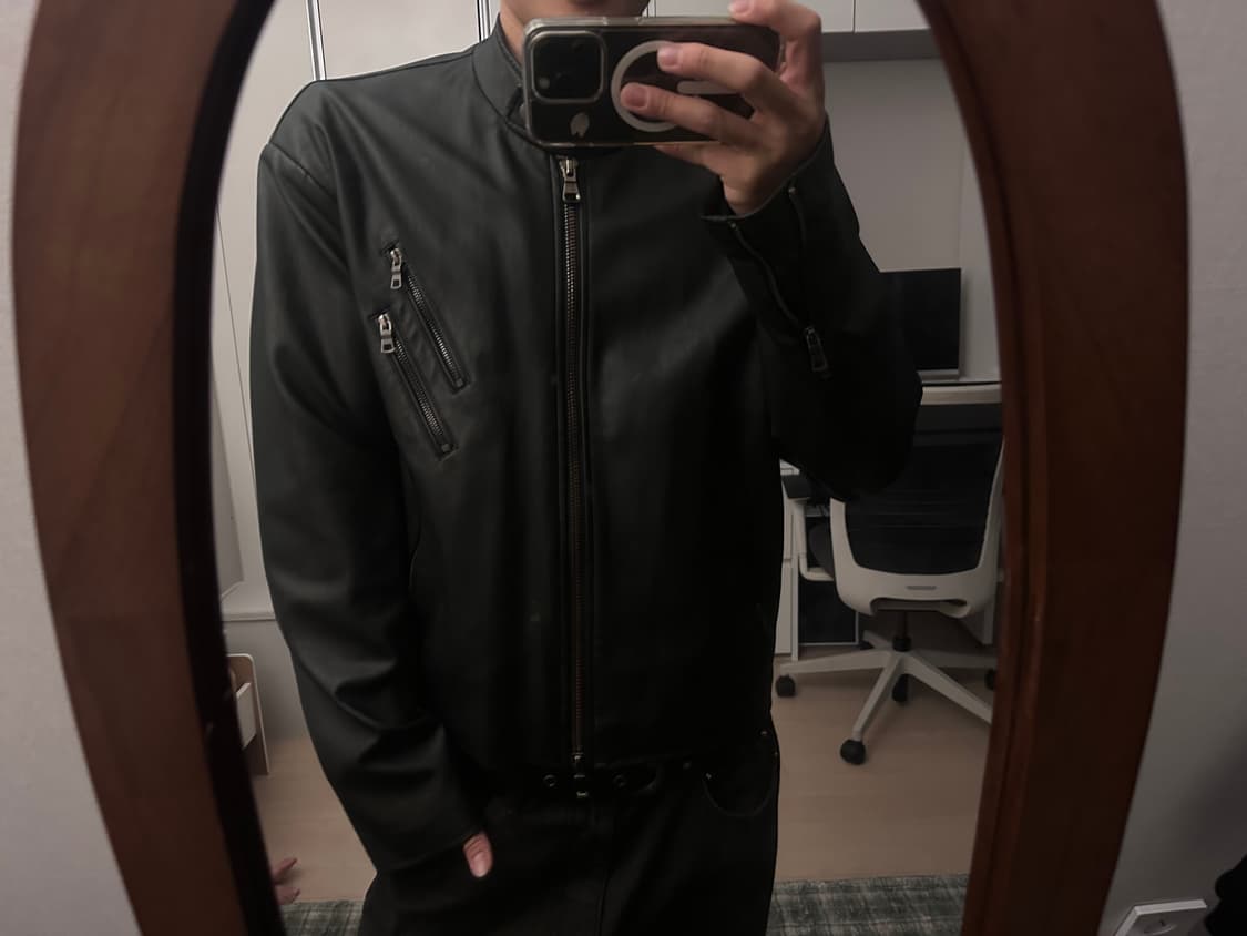 블랙 레더 라이더 자켓  상품이미지2