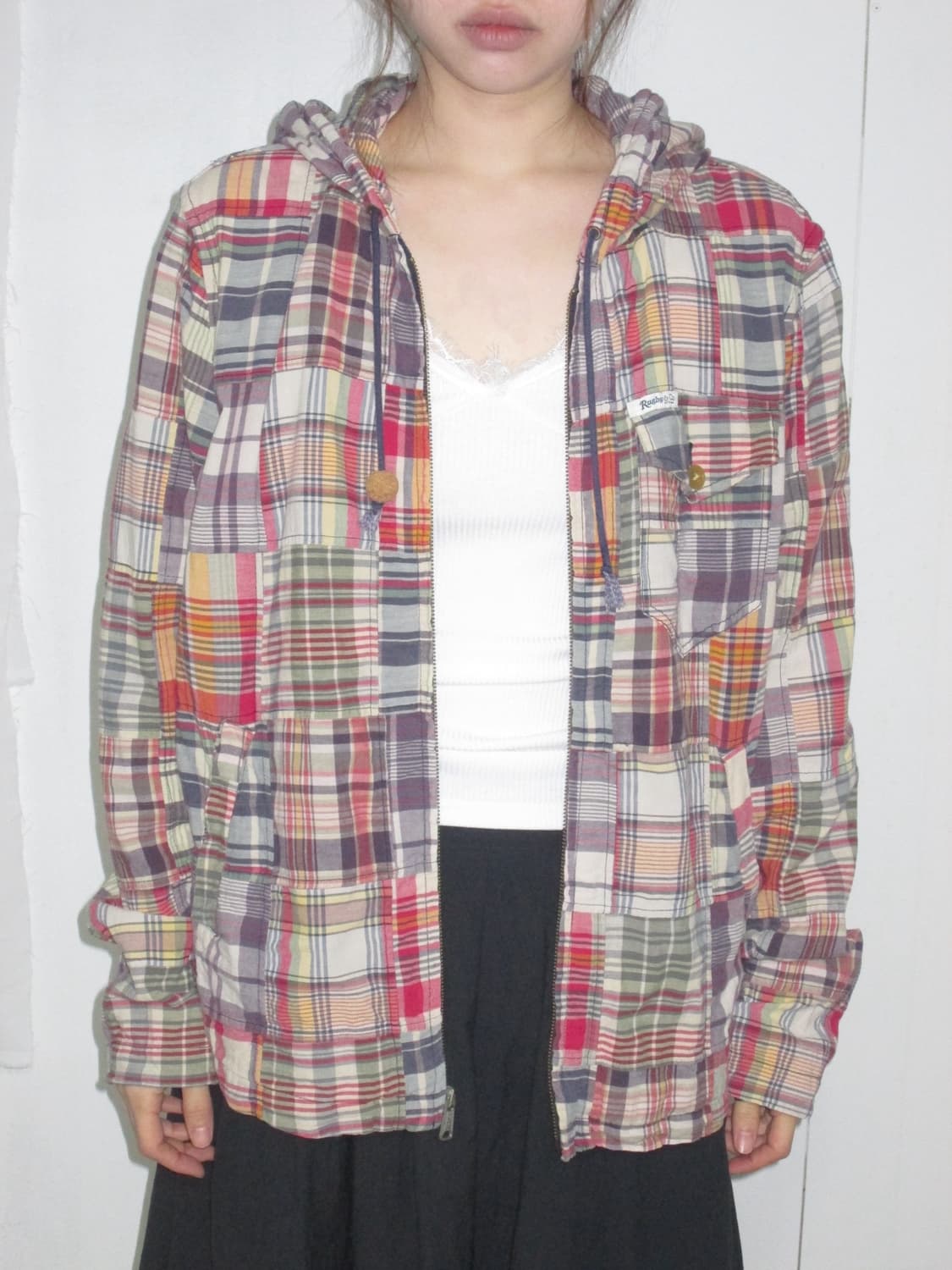 Polo Patchwork Check Zip Hoodie 상품이미지5