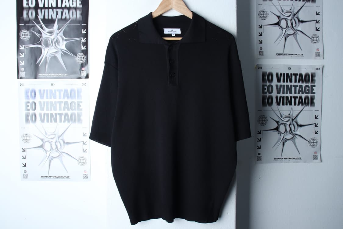 (XL-2XL) 아워스코프 반팔 카라 티셔츠 니트 아가일-7B77 상품이미지2