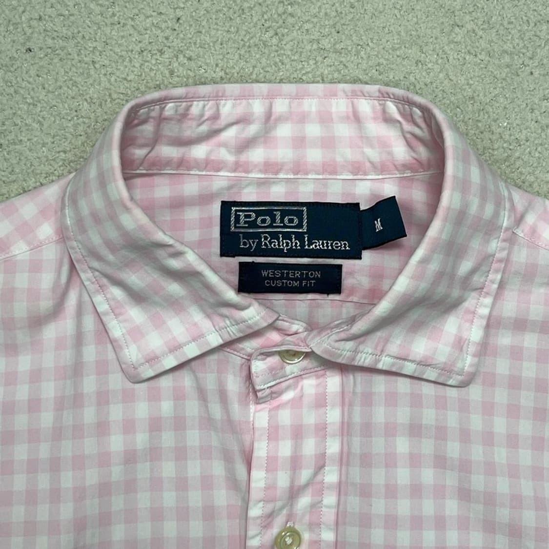 POLO RALPH LAUREN 와이드 카라 깅엄 셔츠 M 상품이미지5