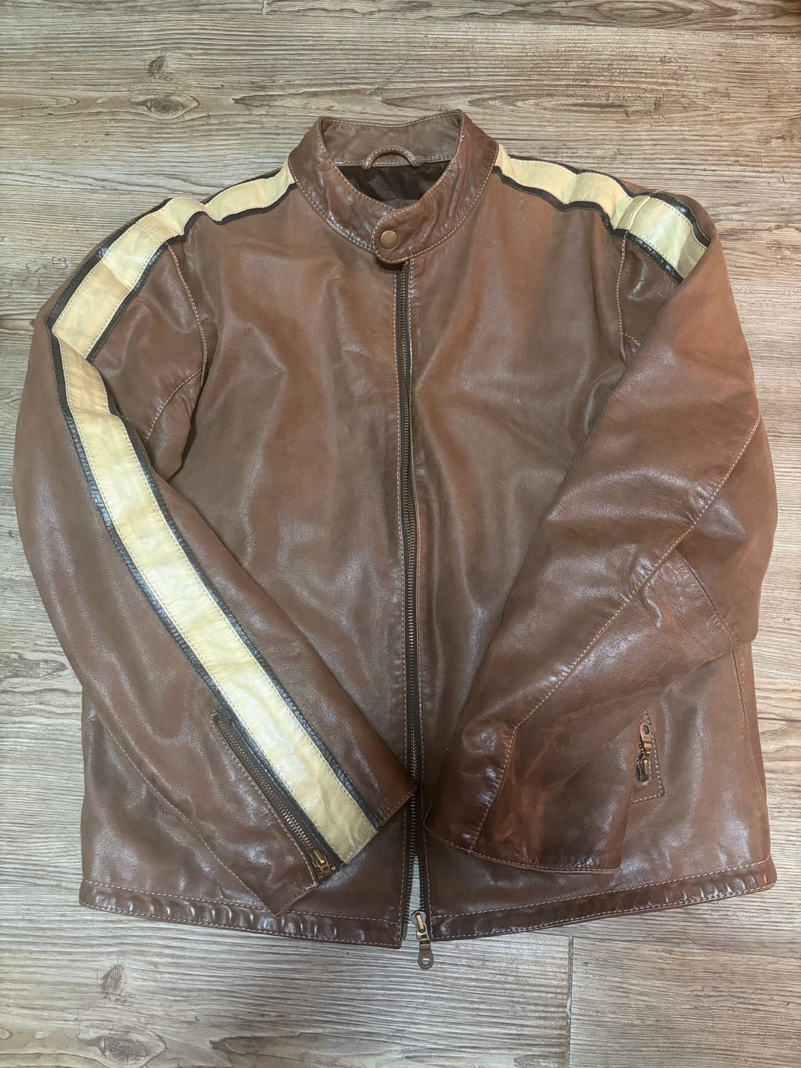 브라운 레더 자켓 상품이미지1