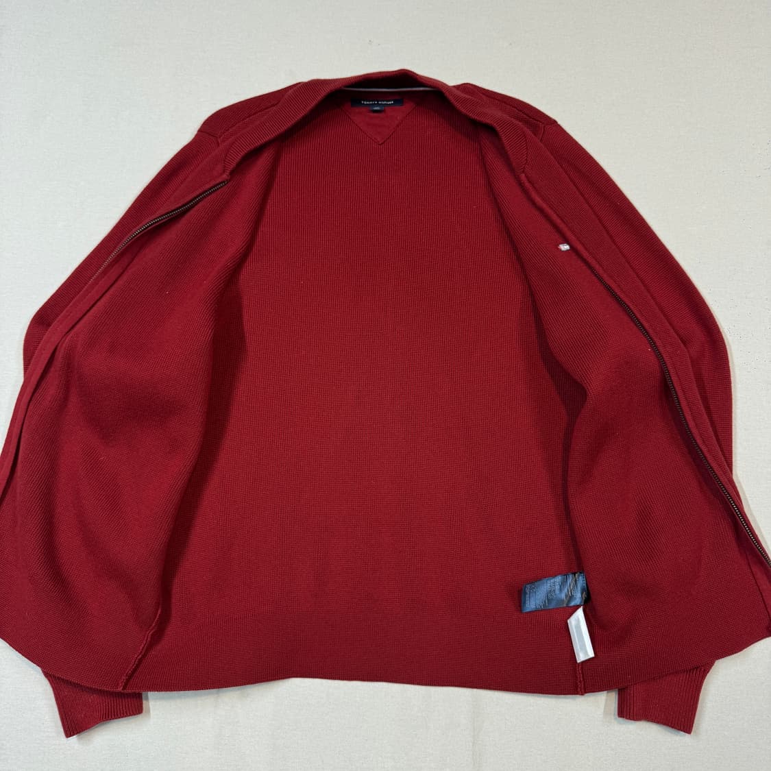 S) 타미힐피거 프리미엄코튼 니트 집업 레드 2way지퍼 상품이미지5