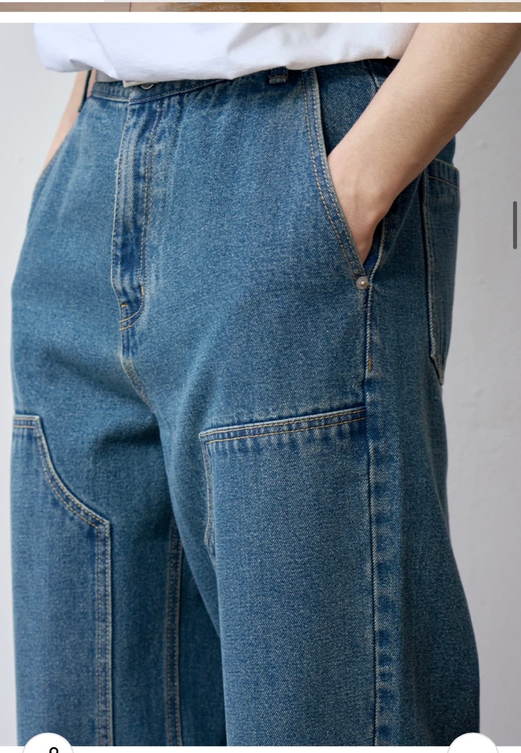 (M) 아워데이즈 패치 카펜터 세미와이드 데님 팬츠 [BLUE] 상품이미지7