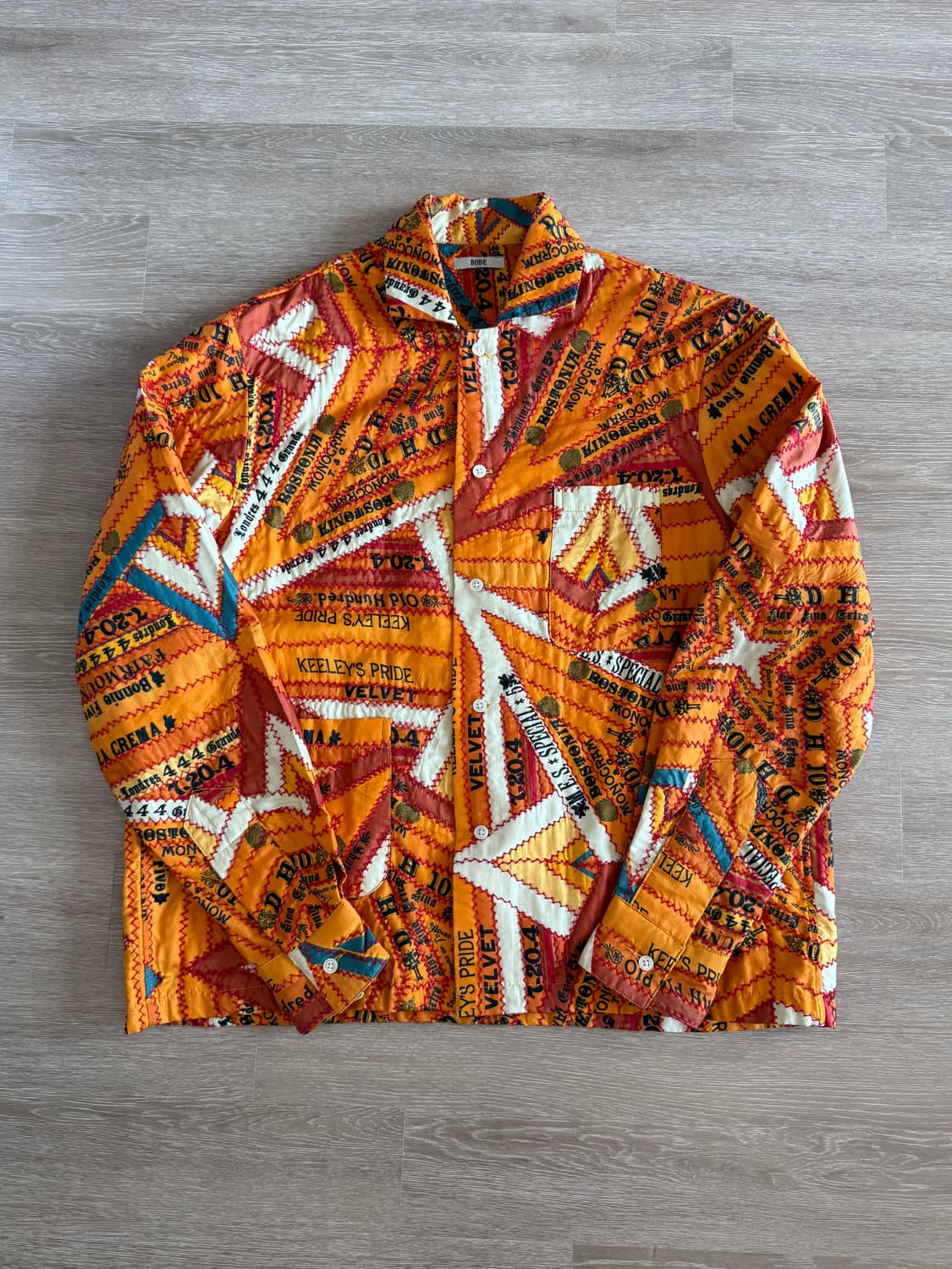 Bode 보디 시가 퀼티드 패치워크 실크 셔츠 상품이미지1