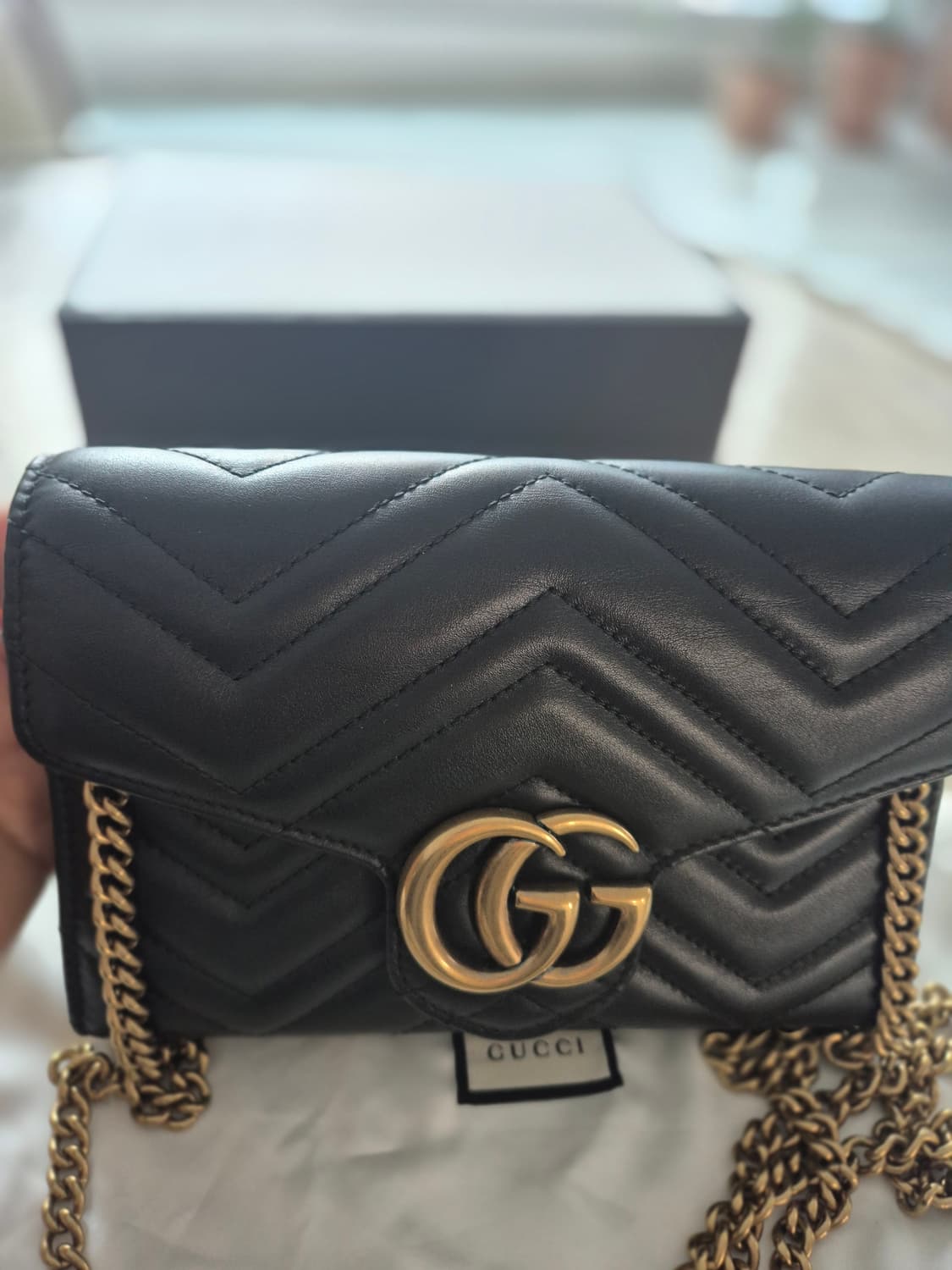 구찌 마몽 마틀라세 쉐브론 레더 미니 체인백 상품이미지4