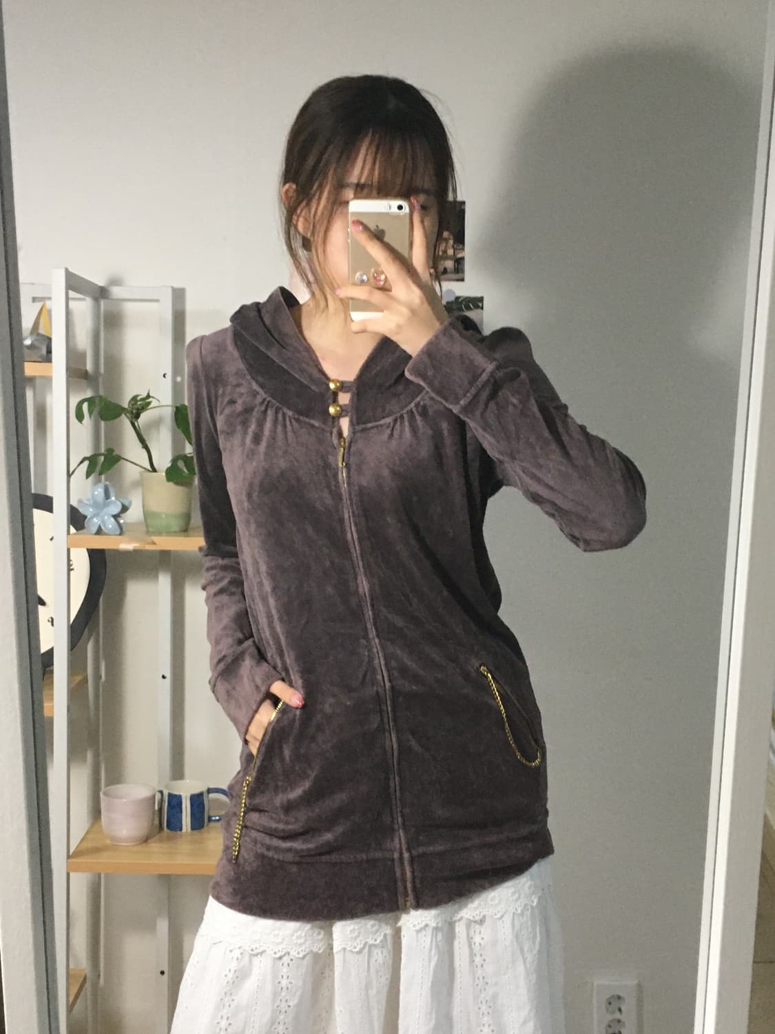 쥬씨꾸뛰르 바이올렛 벨벳 후드집업  상품이미지3