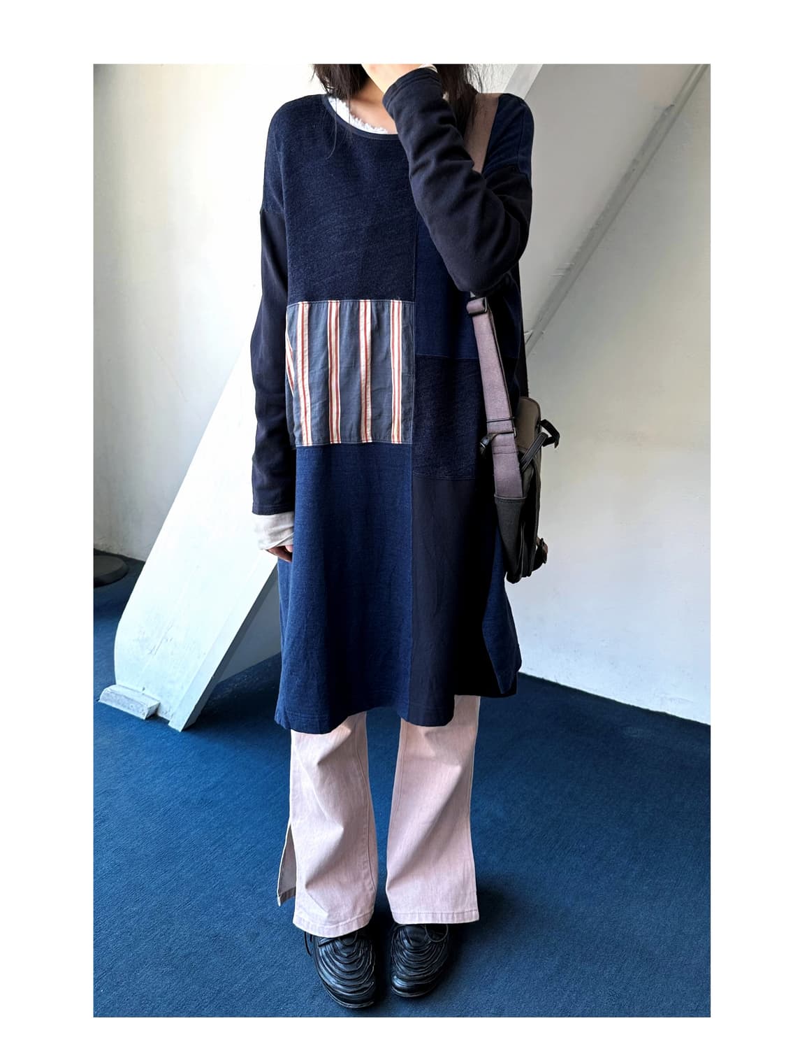 Rework design panel cotton sweat dress t 상품이미지1