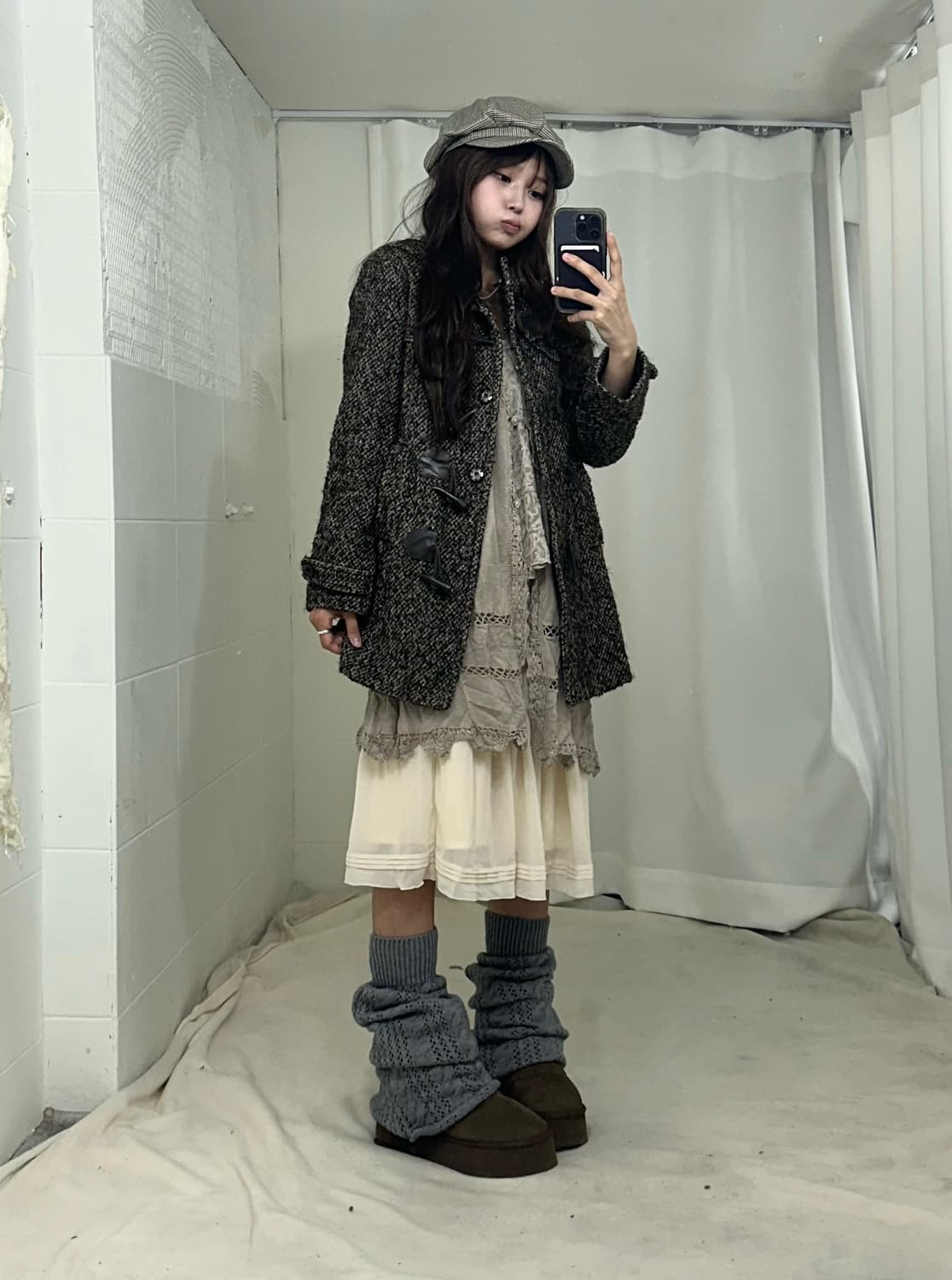 브라운베이지 그런지 하구미 겨울 코디세트 상품이미지2