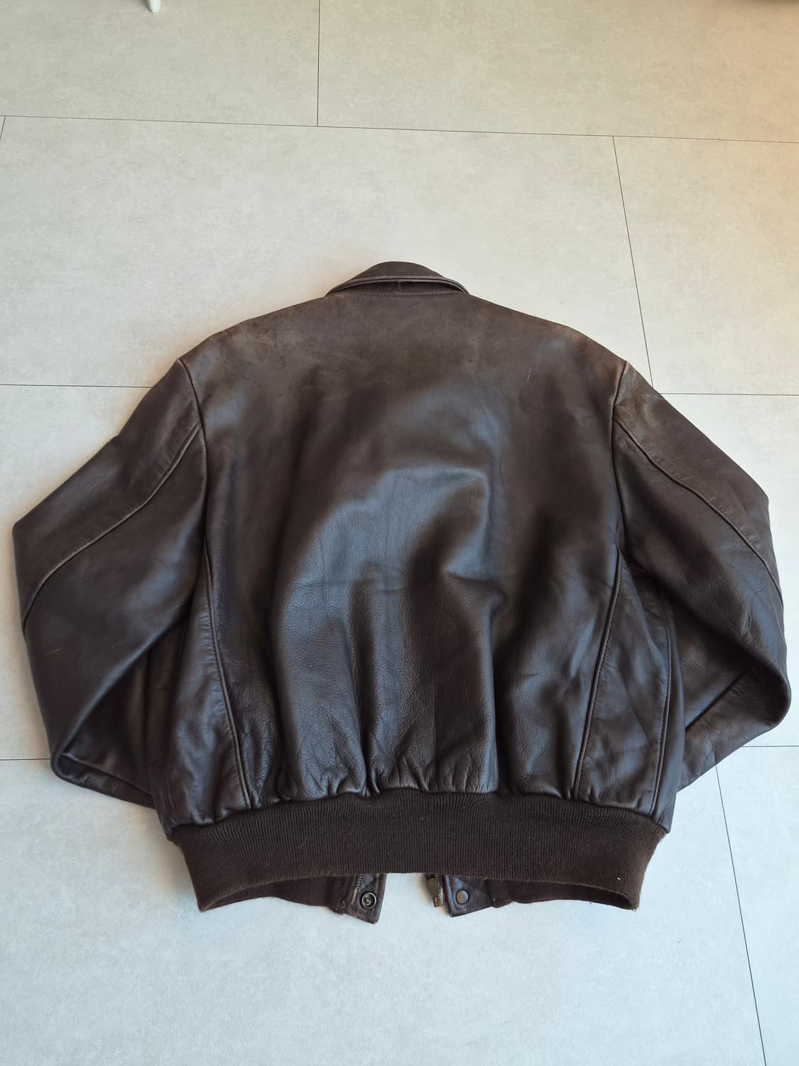 빈티지 쇼트 A-2 레더자켓 브라운 L 상품이미지5