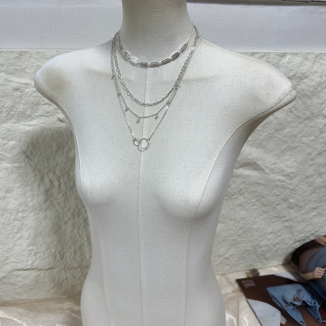빈티지 ICNG 마테 메탈 레이어드 목걸이 상품이미지1