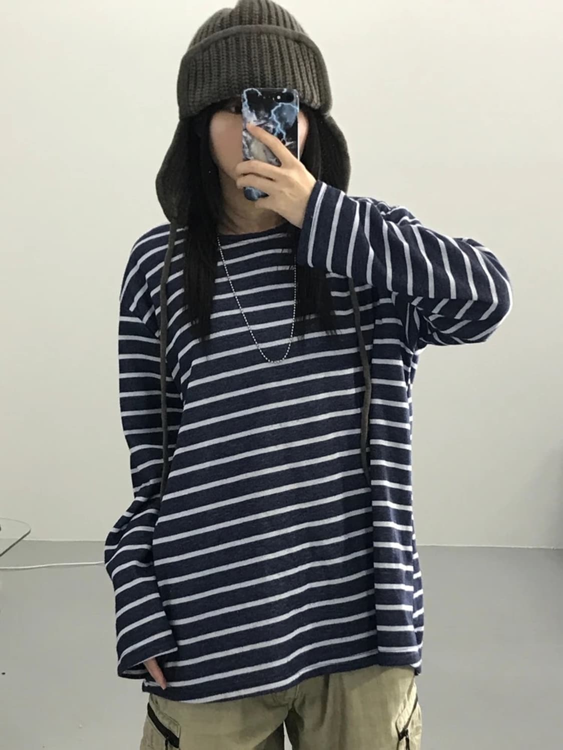 JPN 세르빈 네이비 스트라이프 롱 슬리브 상품이미지2