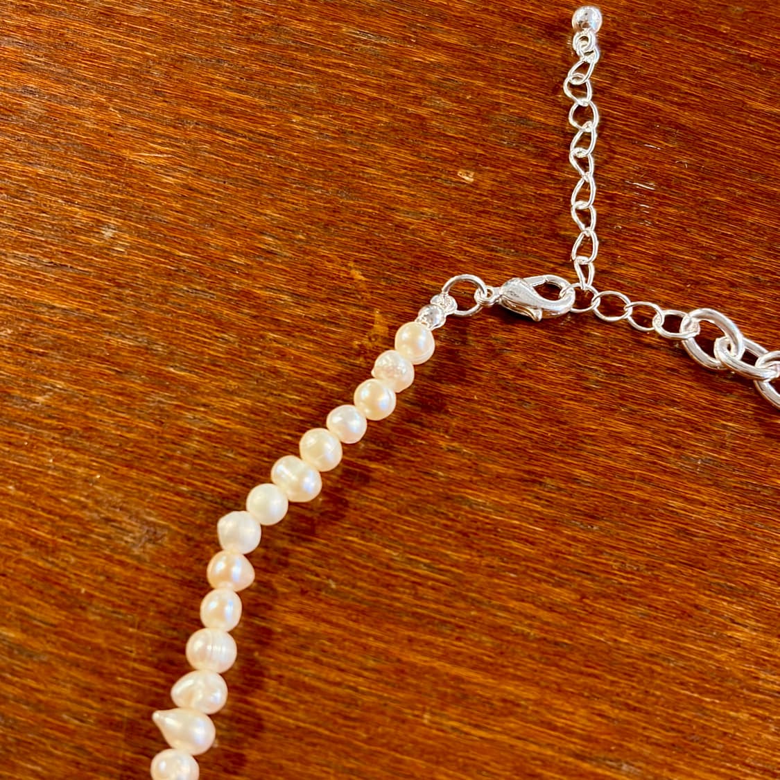 새상품 신주 실버코팅 진주체인 목걸이 상품이미지3