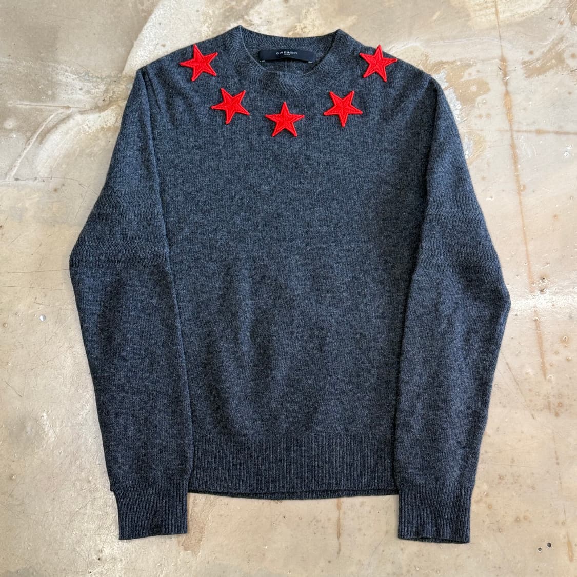 S 지방시 여성용 레드 스타 패치 챠콜 울 니트 상품이미지2