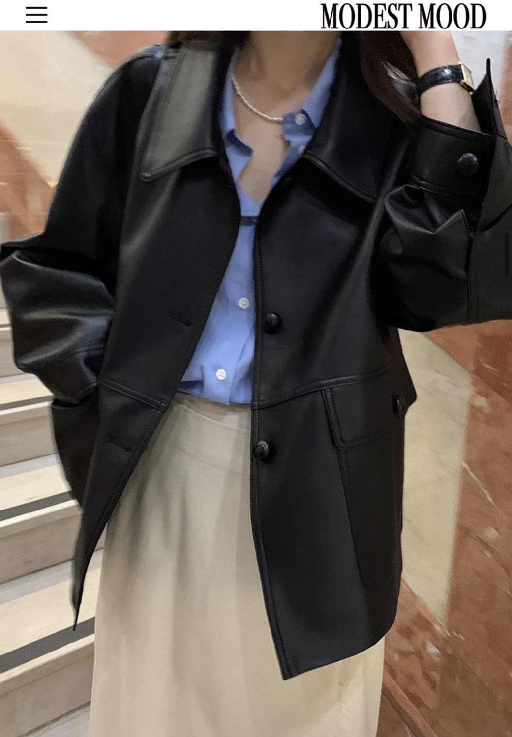 모데스트무드 보스톤 레더자켓 상품이미지1